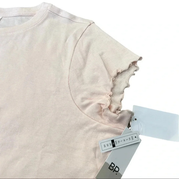 BP. Pink Ribbed Ruffle Edge Crop Tee 1X 2X 3X - Picture 3 of 4